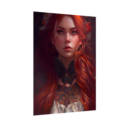 Redhead Female Portrait in a Dress - Poster