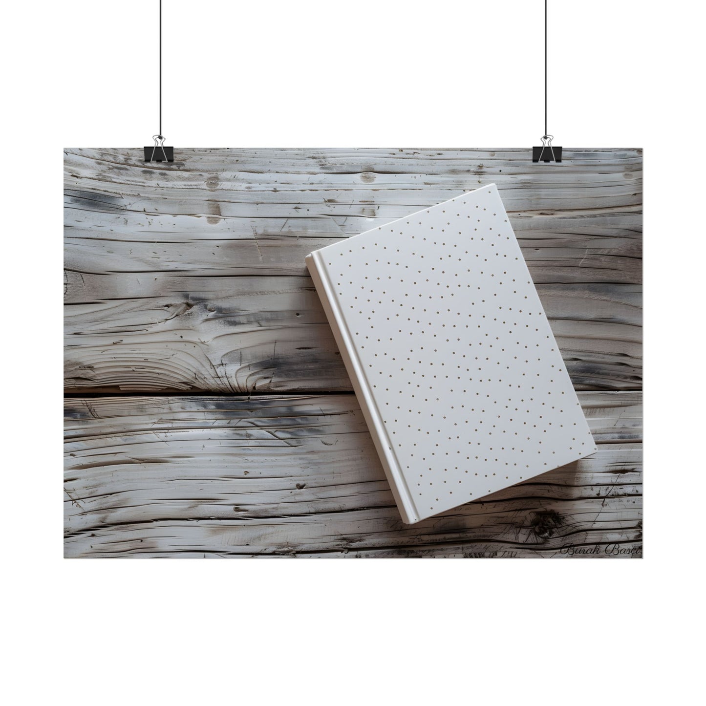 Minimalist Notebook with Embossed Dot Pattern: Unique Stationery Art - Poster