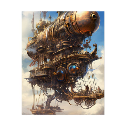 Steampunk Sky-Liner Race: Industrial City Dusk - Poster