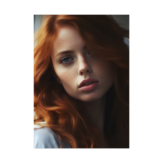 Beautiful Redhead Woman: Realistic Artwork - Poster