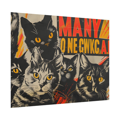 Red Cats in Soviet Motion: A Playful Poster Art - Poster
