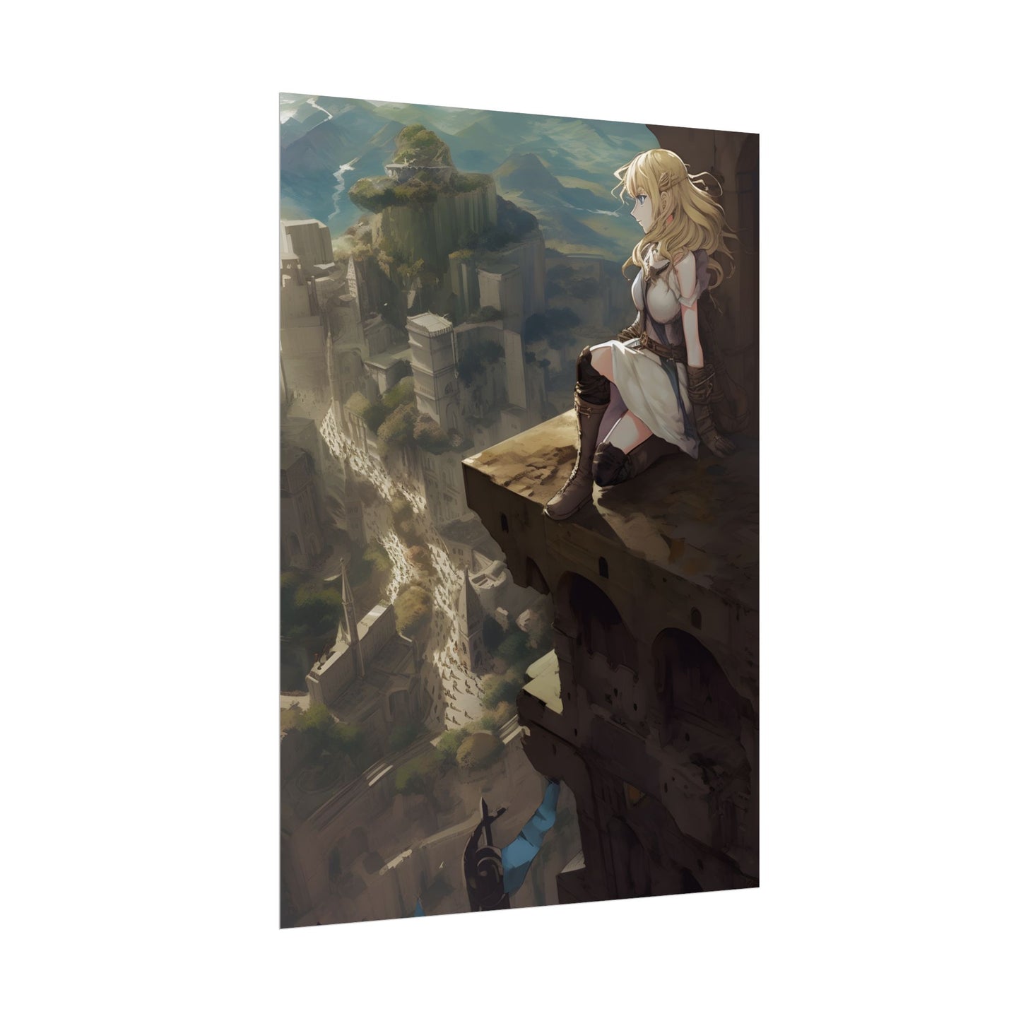 Dramatic Anime Female Portrait: Exclusive Artwork - Poster