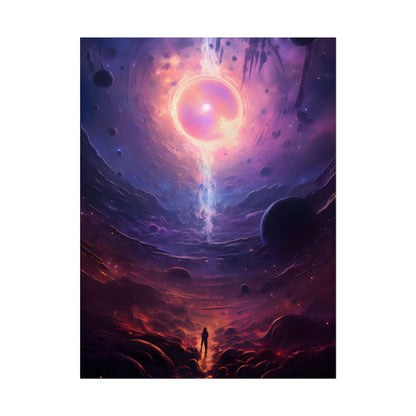 Black Hole Cosmic Odyssey: Dark Planet in Space Art - Poster