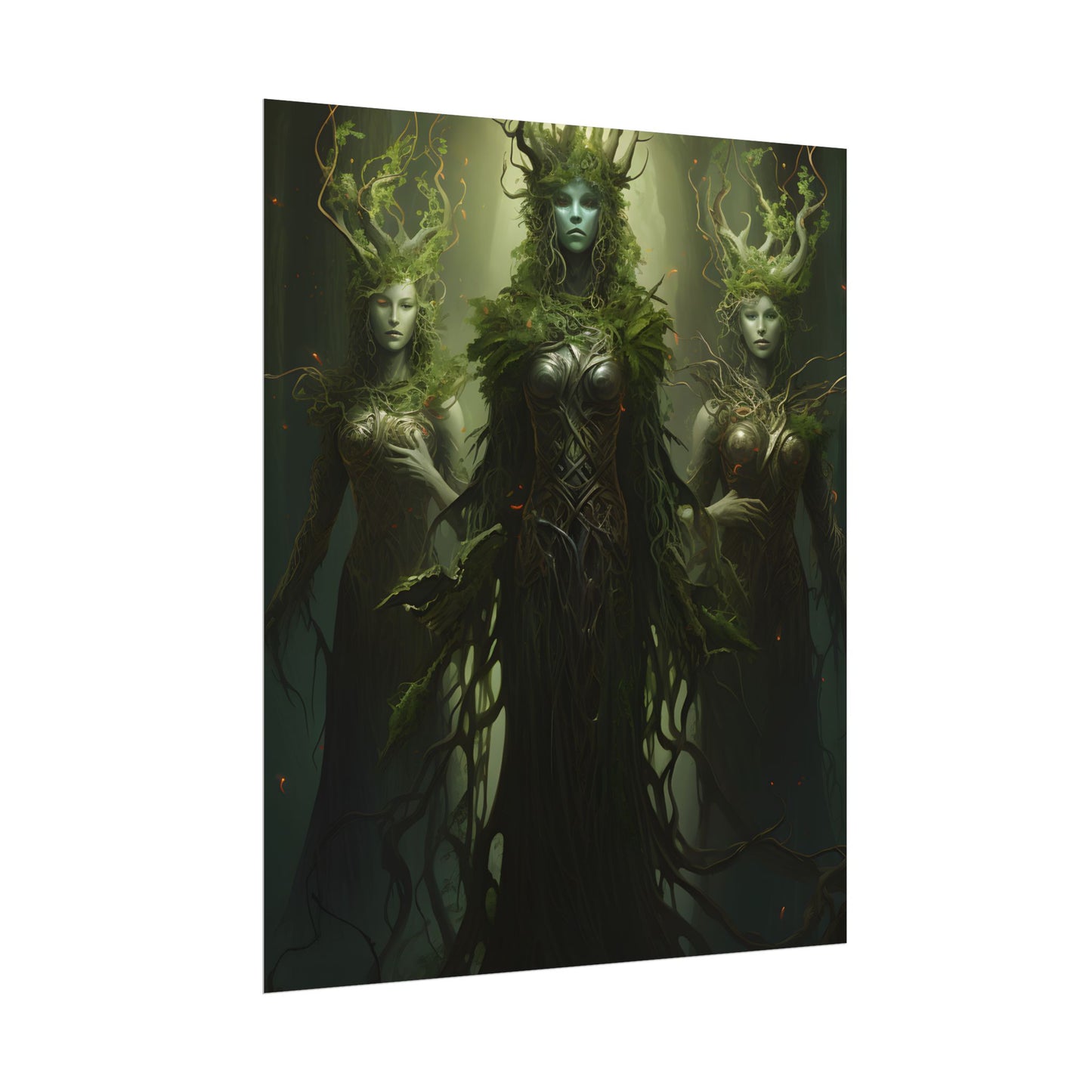 Mystical Forest Guardians: Ancient Tree Spirits Digital Art - Poster