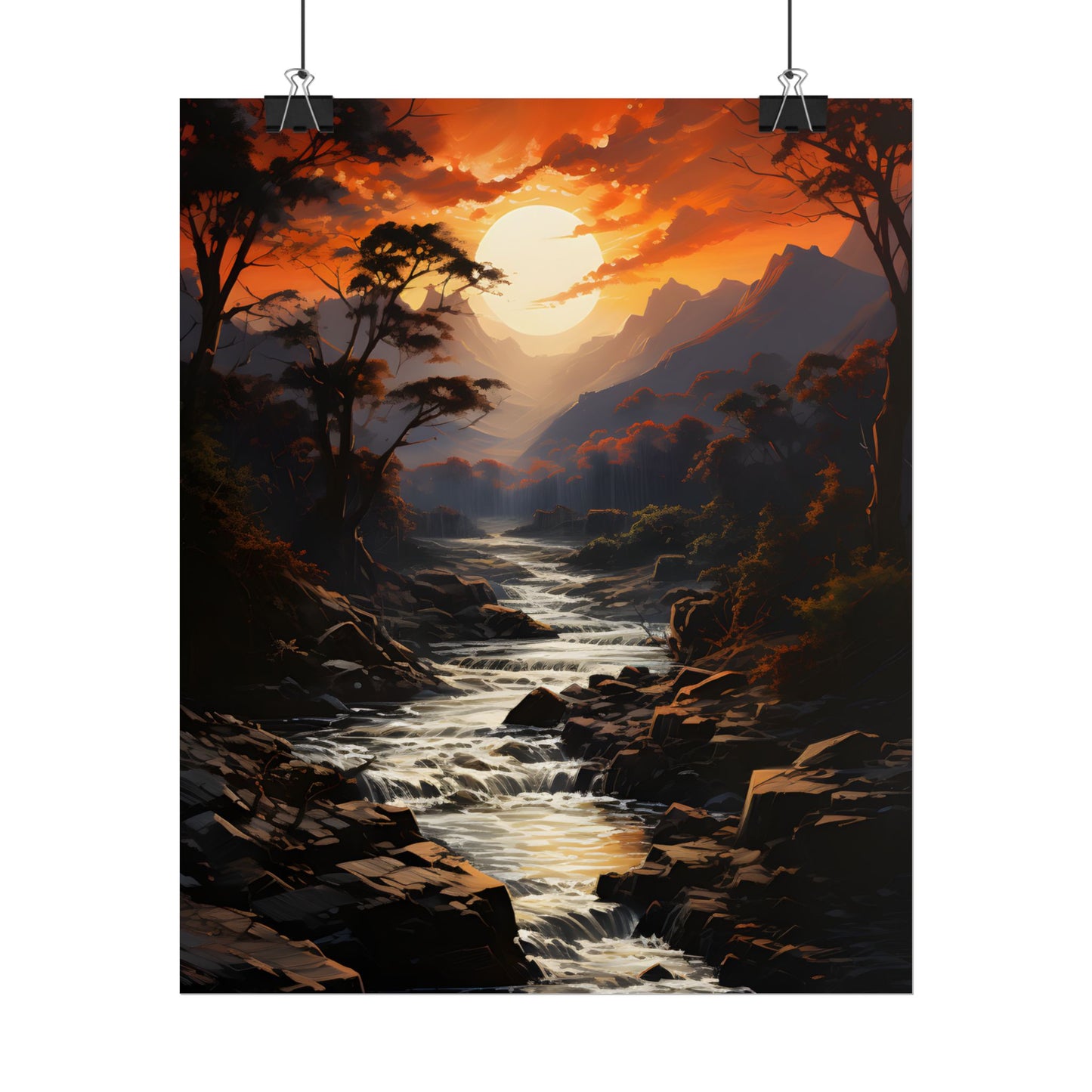 Breathtaking Waterfall: Impressionist Oil Painting in Serene Atmosphere - Poster