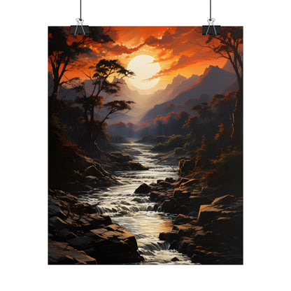 Breathtaking Waterfall: Impressionist Oil Painting in Serene Atmosphere - Poster