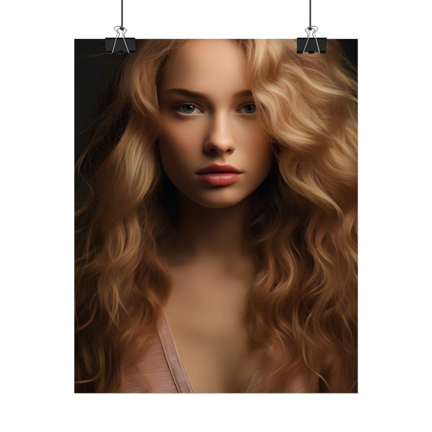 Modern Blonde Woman: Minimalist Style Portrait - Poster