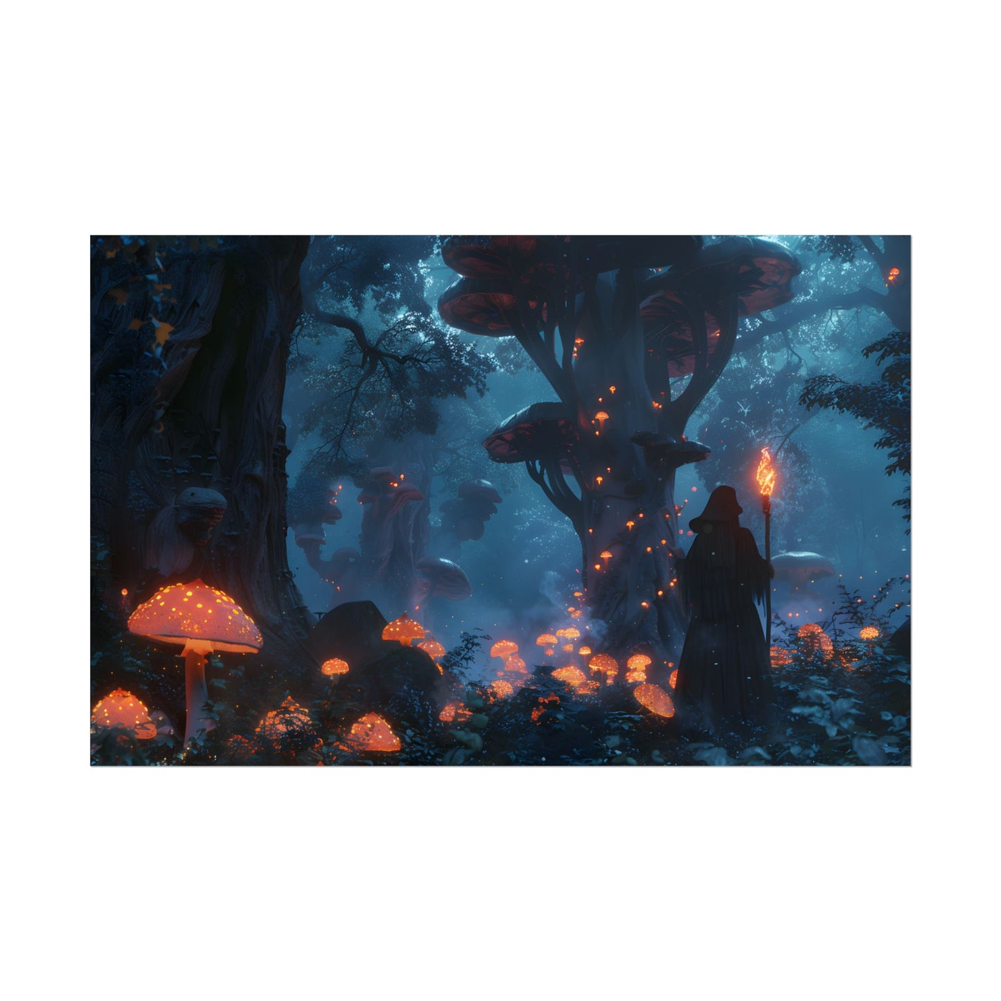 Mystical Forest Encounter: Vibrant Witch Artwork - Poster