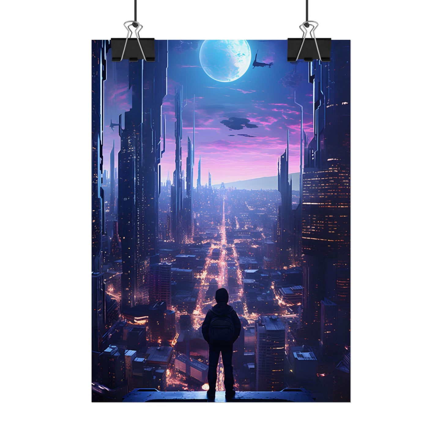 Cyberpunk Cityscape: Dystopian Future Urban Artwork - Poster