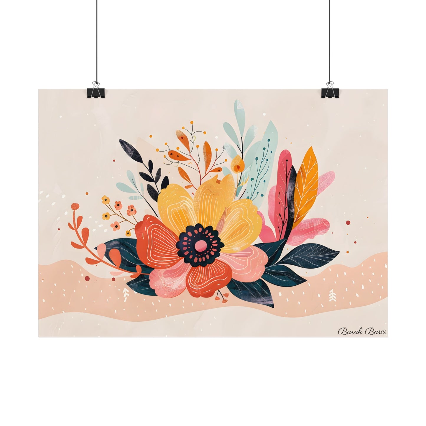 Blooming Growth: Vibrant Flower Artwork - Poster