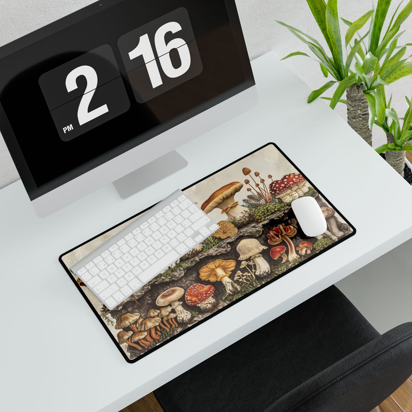 Vintage Mushroom Illustration: Detailed Artwork - Desk Mat