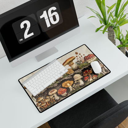 Vintage Mushroom Illustration: Detailed Artwork - Desk Mat