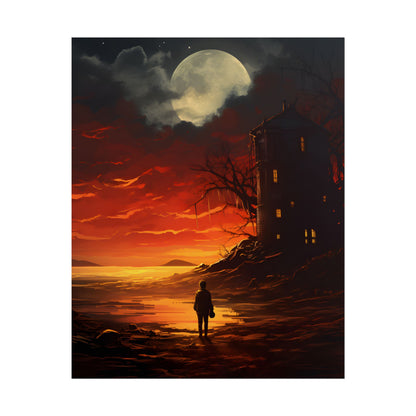Black and White Portrait: Mysterious Figure Seated - Poster