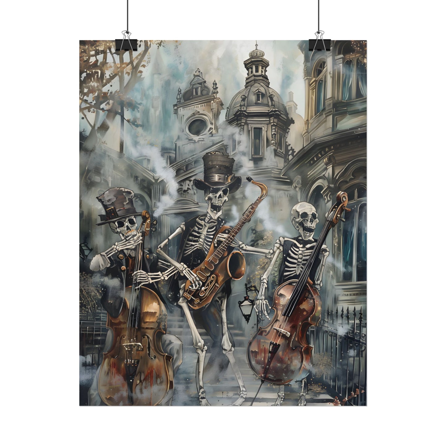 Victorian Lowbrow Jazz: Skeleton Band in Artistic Swing - Poster