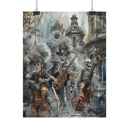 Victorian Lowbrow Jazz: Skeleton Band in Artistic Swing - Poster