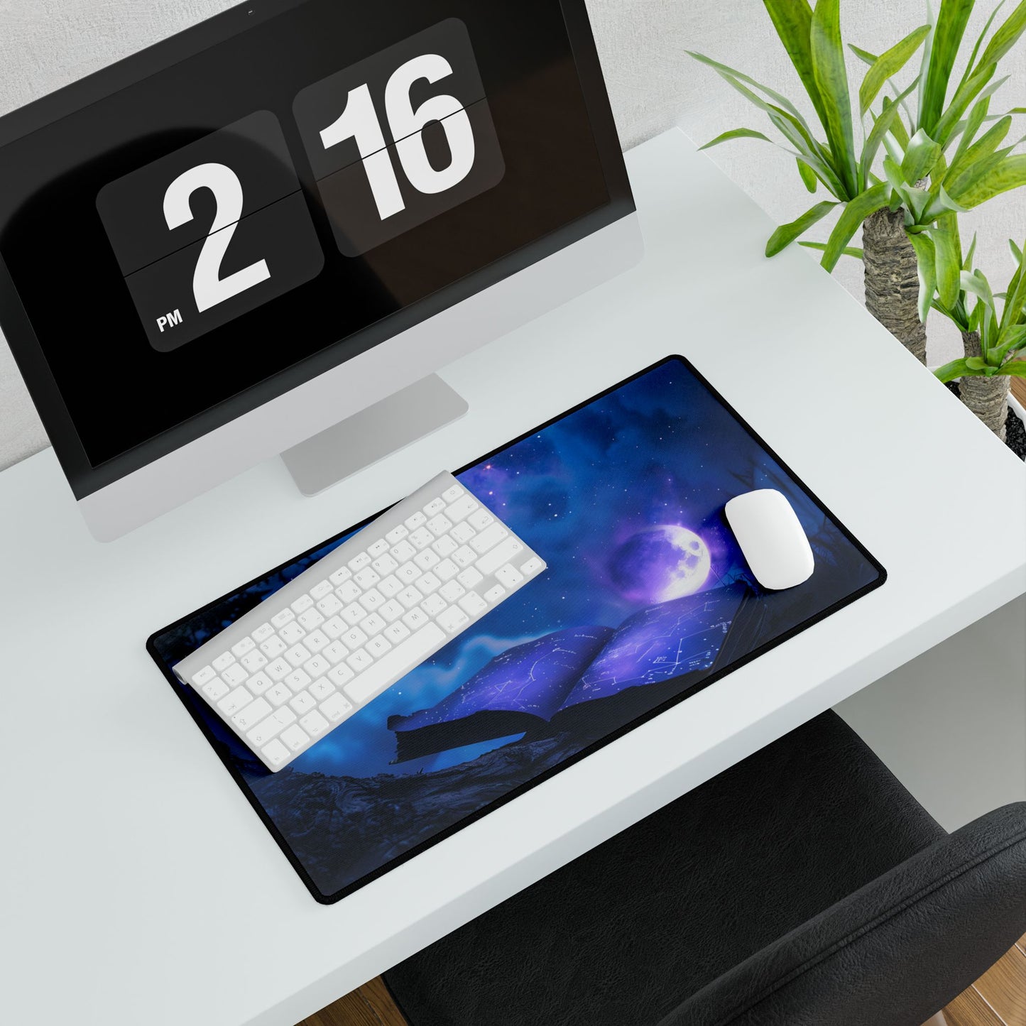 Starry Night Sky: Tranquil Celestial Scene - Desk Mat
