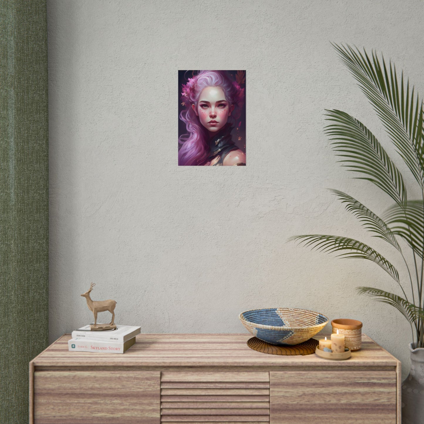 Astonishing Female Portrait with Pink Hair: Dre Artwork - Poster