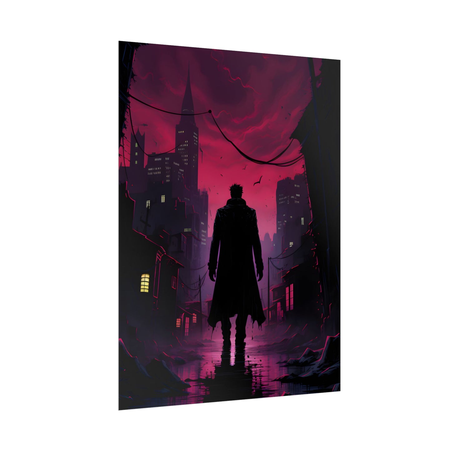 Gritty Urban Scene: Detective in Thought - Poster