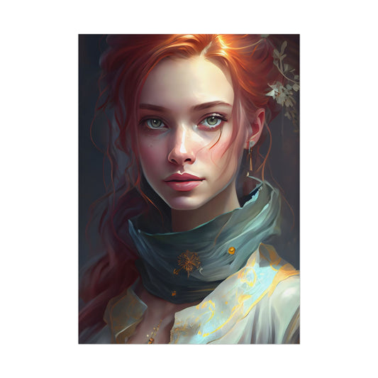 Astonishing Redhead Portrait: Vintage Artwork - Poster