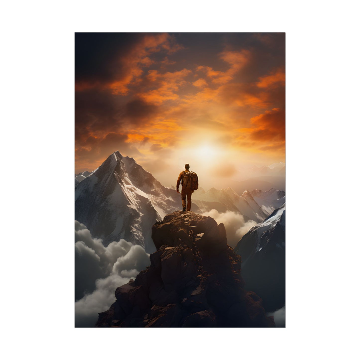 Epic Mountain Sunrise: Majestic Summit Artwork - Poster