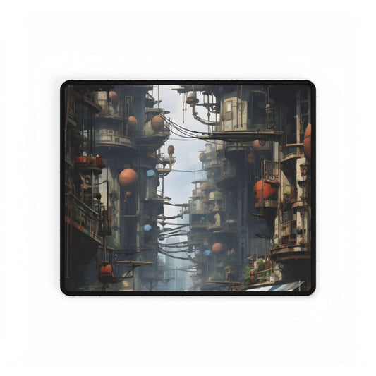 Post-Apocalyptic Steampunk Cityscape: Desolate Ruins Digital Art - Desk Mat
