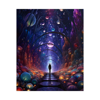 Celestial Art Gallery: Indoor Space with Starry Canvas - Poster