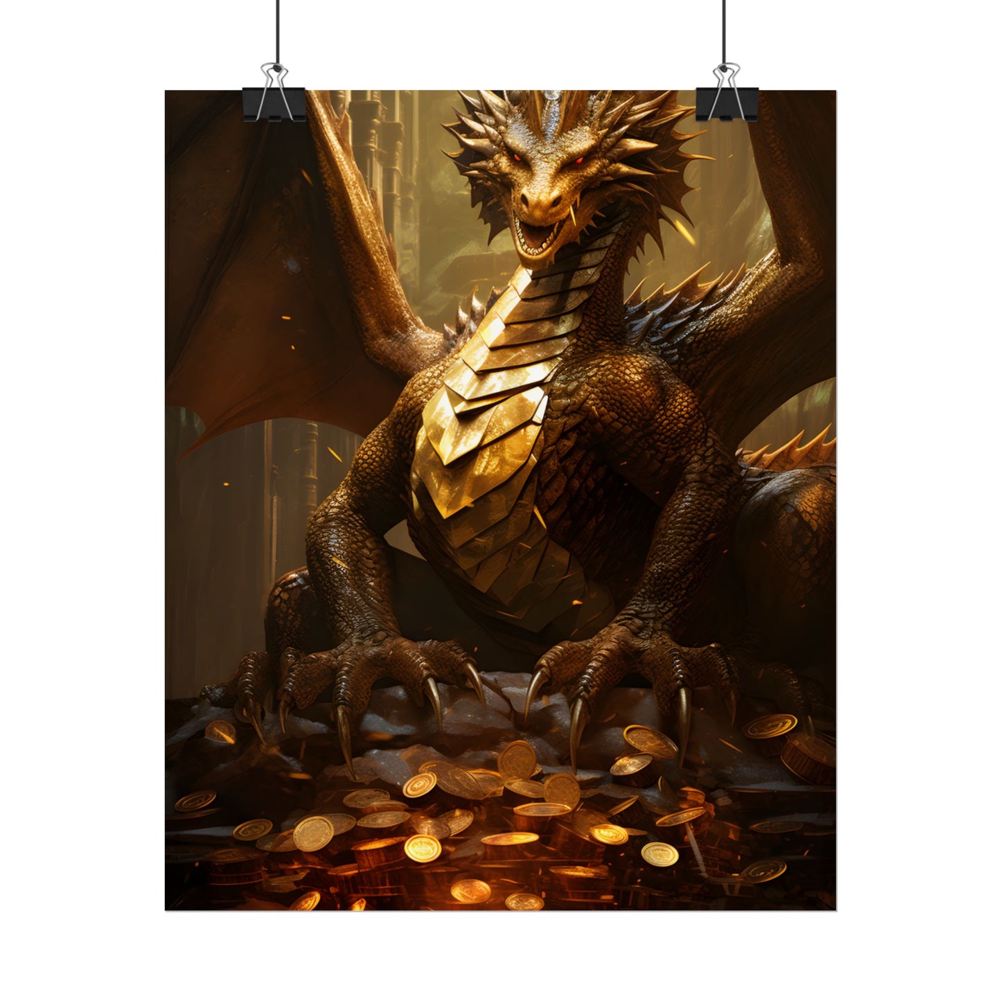 Majestic Dragon Guardian: Fantasy Artwork in a Magical Lair - Poster