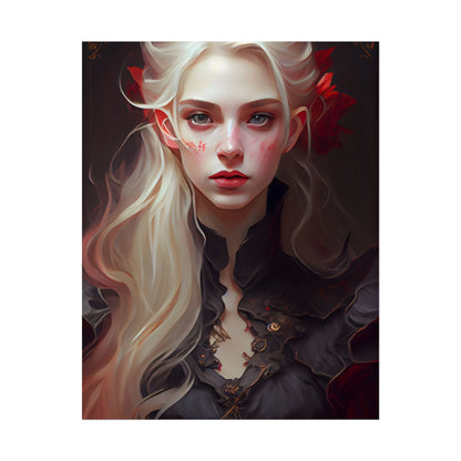 Beautiful Blonde Portrait: A Stunning Female in Black Top - Poster