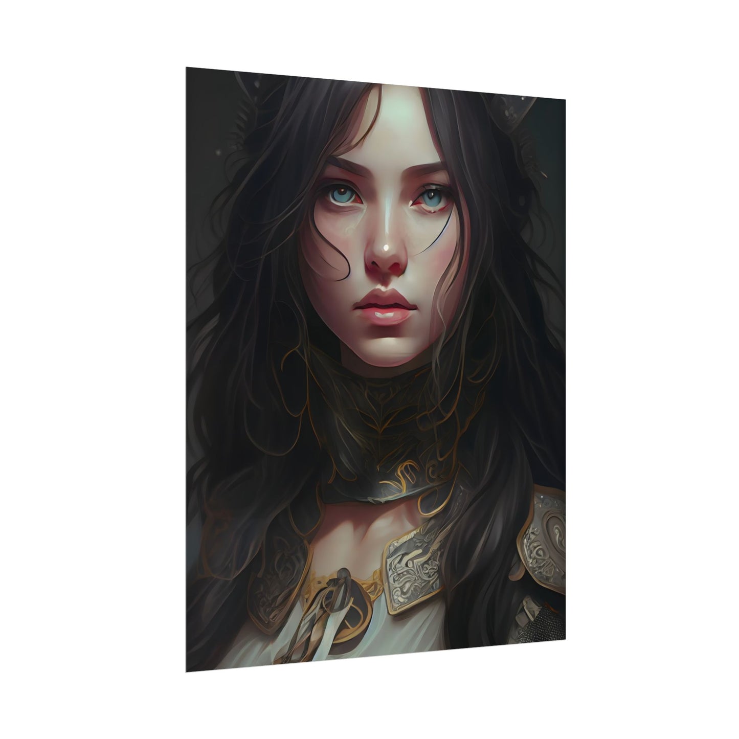 Vibrant Red Portrait: Dynamic Female Artwork - Poster