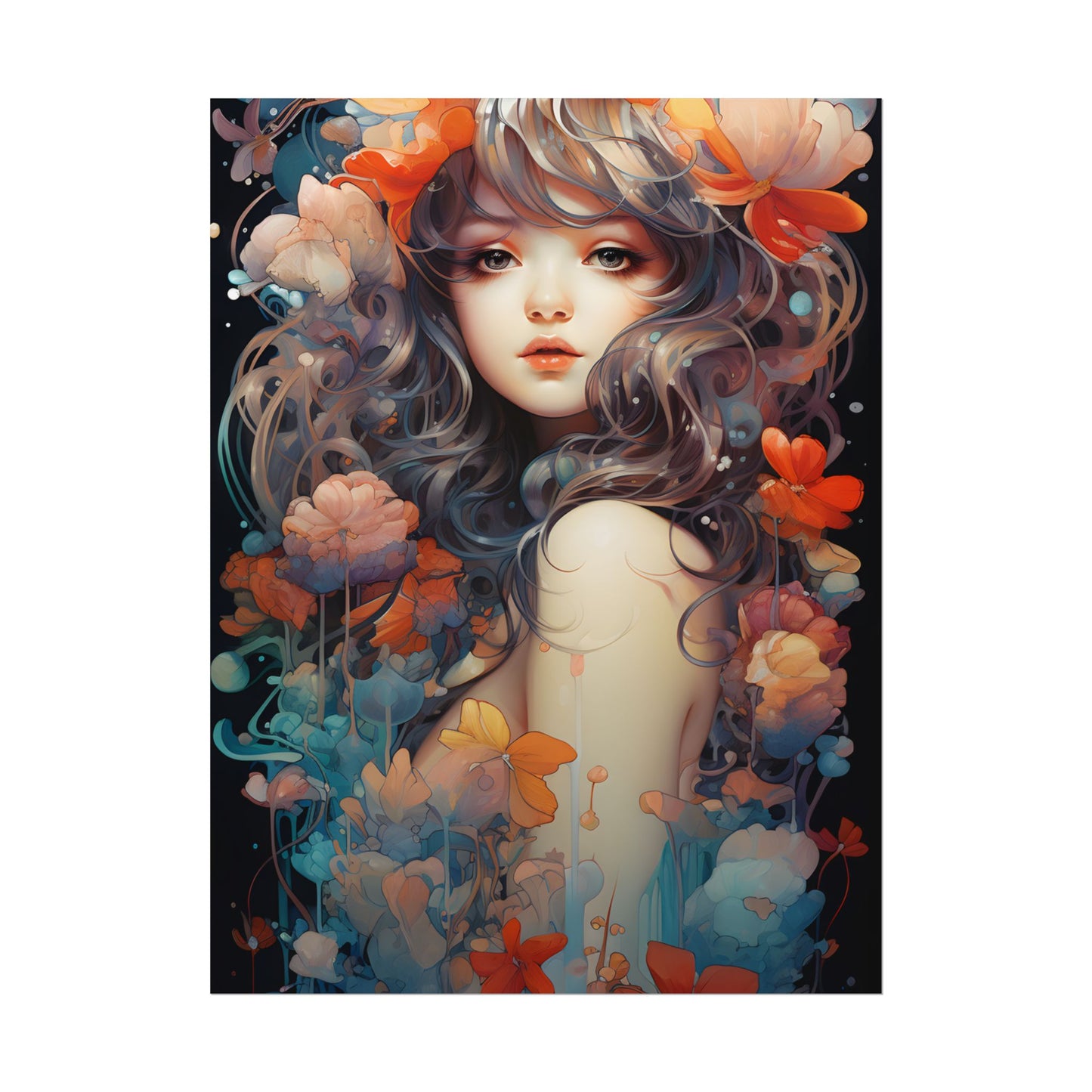 Peaceful River Garden: A Tranquil Landscape with Roses - Poster