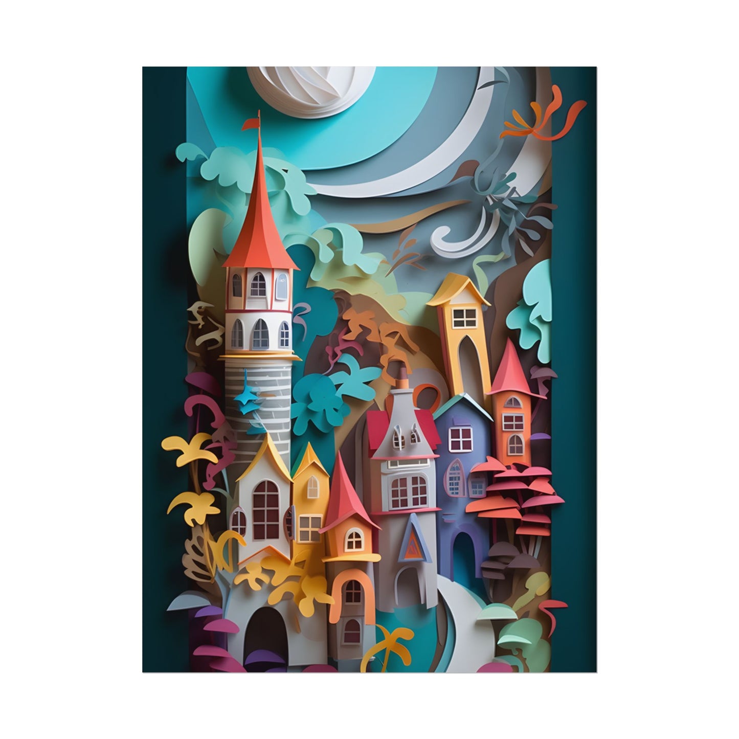 Eye-Catching European Landscape: Paper Quilling Artwork - Poster