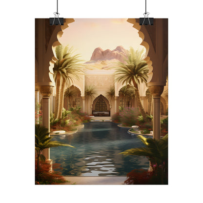 Serene Desert Oasis Art: Arabian Nights-Inspired Print - Poster