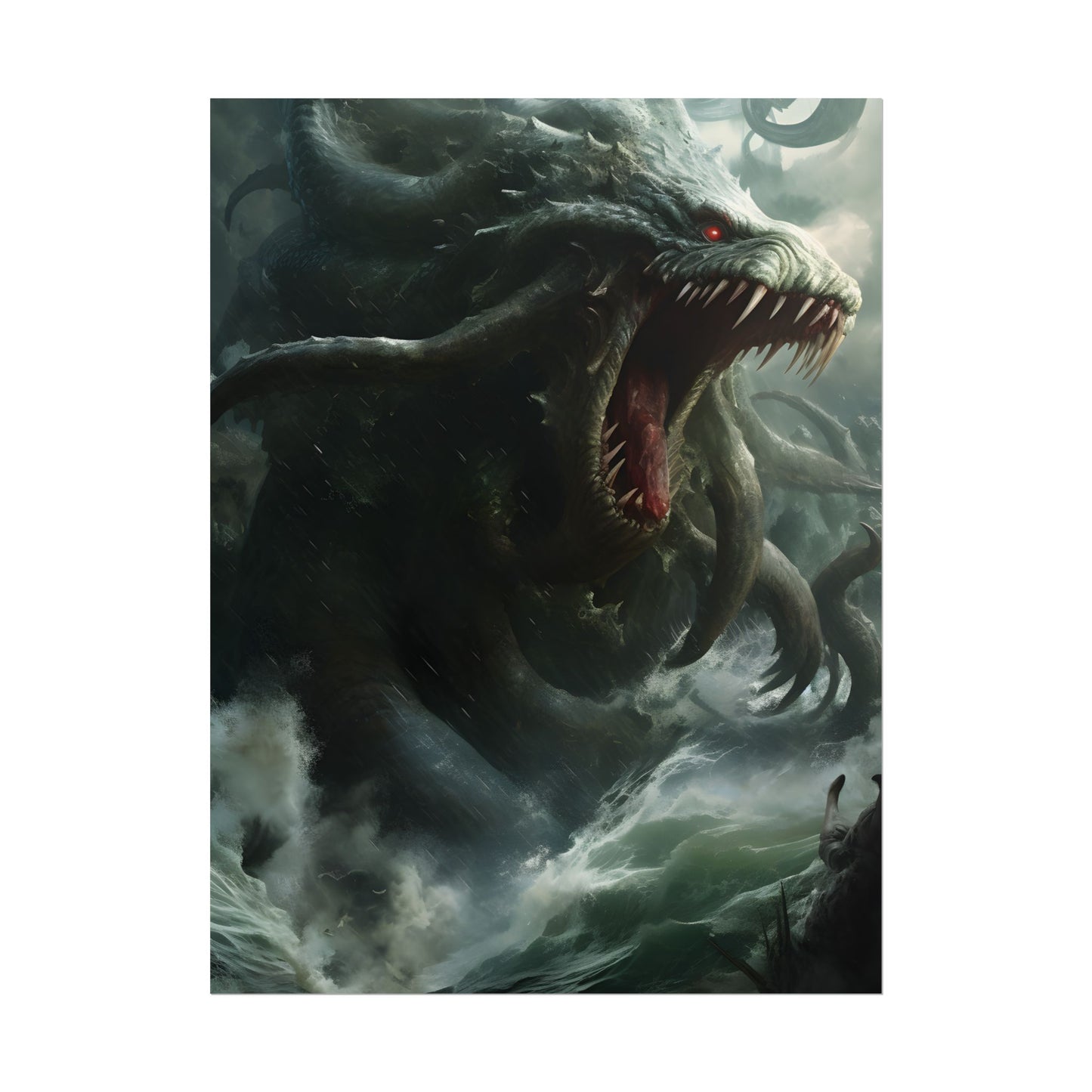 Mythic Ocean Terror: Ancient Sea Monster with Six Tentacles - Poster
