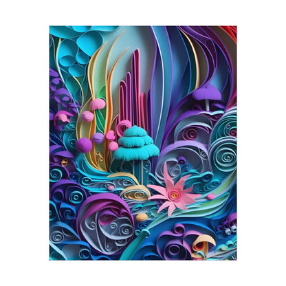 Vibrant Beach Landscape: Paper Quilling Artwork - Poster
