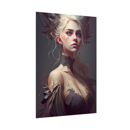 Elegant Blonde Portrait: Outdoor Woman in Dress - Poster