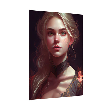 Astonishing Blonde Portrait: Artistic Beauty in Darkness - Poster