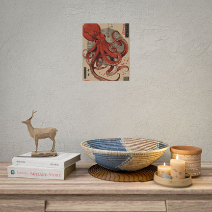 Stylized Japanese Octopus: Muted Watercolor Artwork - Poster