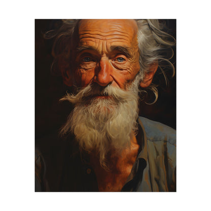 Elderly Wisdom: A Portrait of Timeless Senior Reflection - Poster