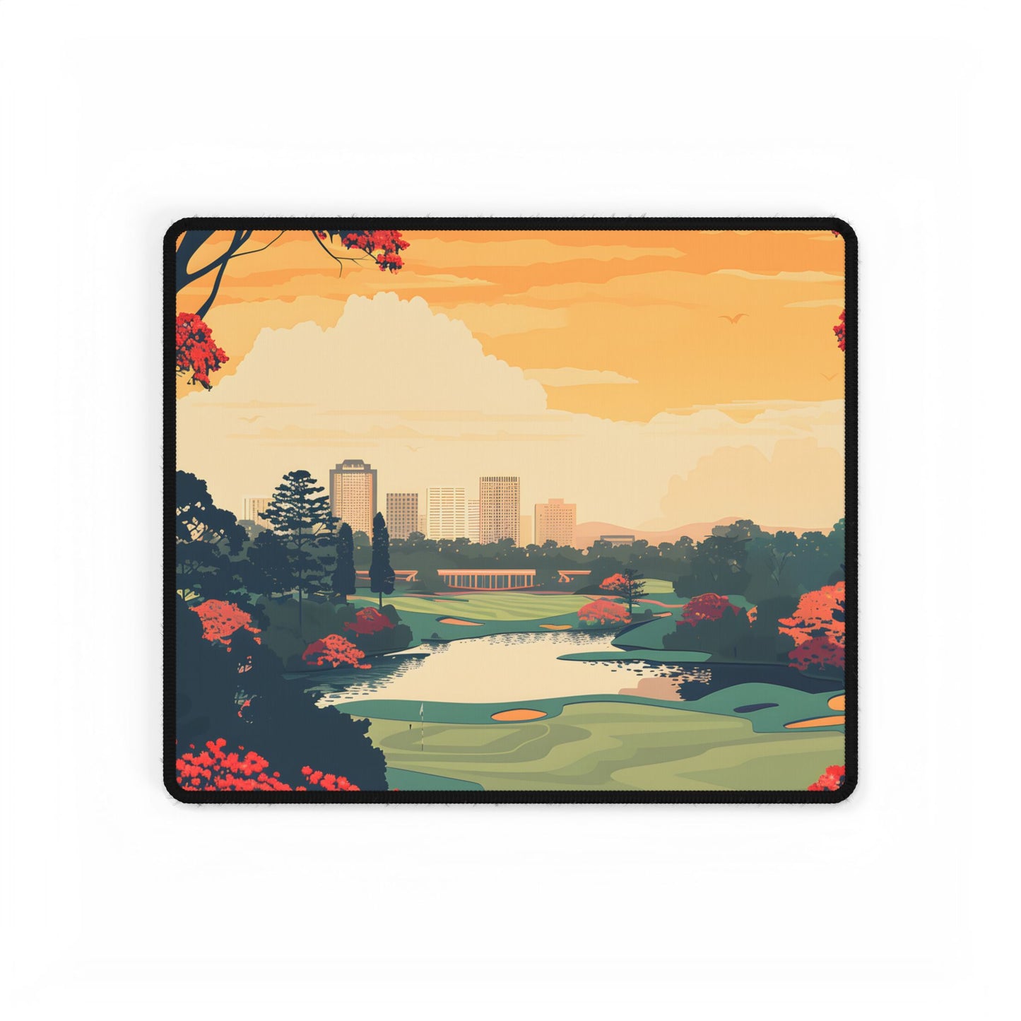 Retro-Style Augusta Georgia Golf Course: Vibrant Illustration Art - Desk Mat