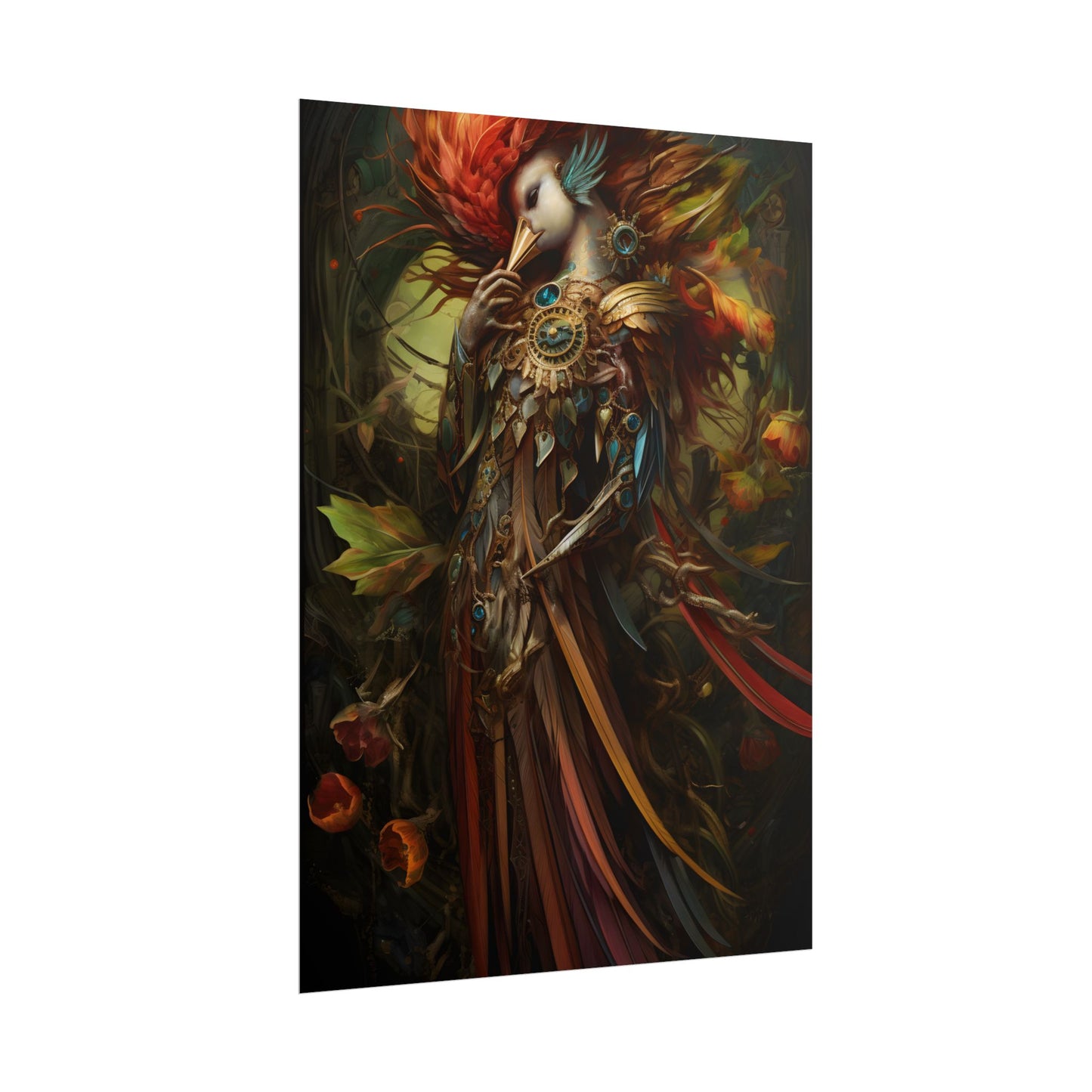 Grand Statue of a Majestic Bird in Serene Setting - Poster
