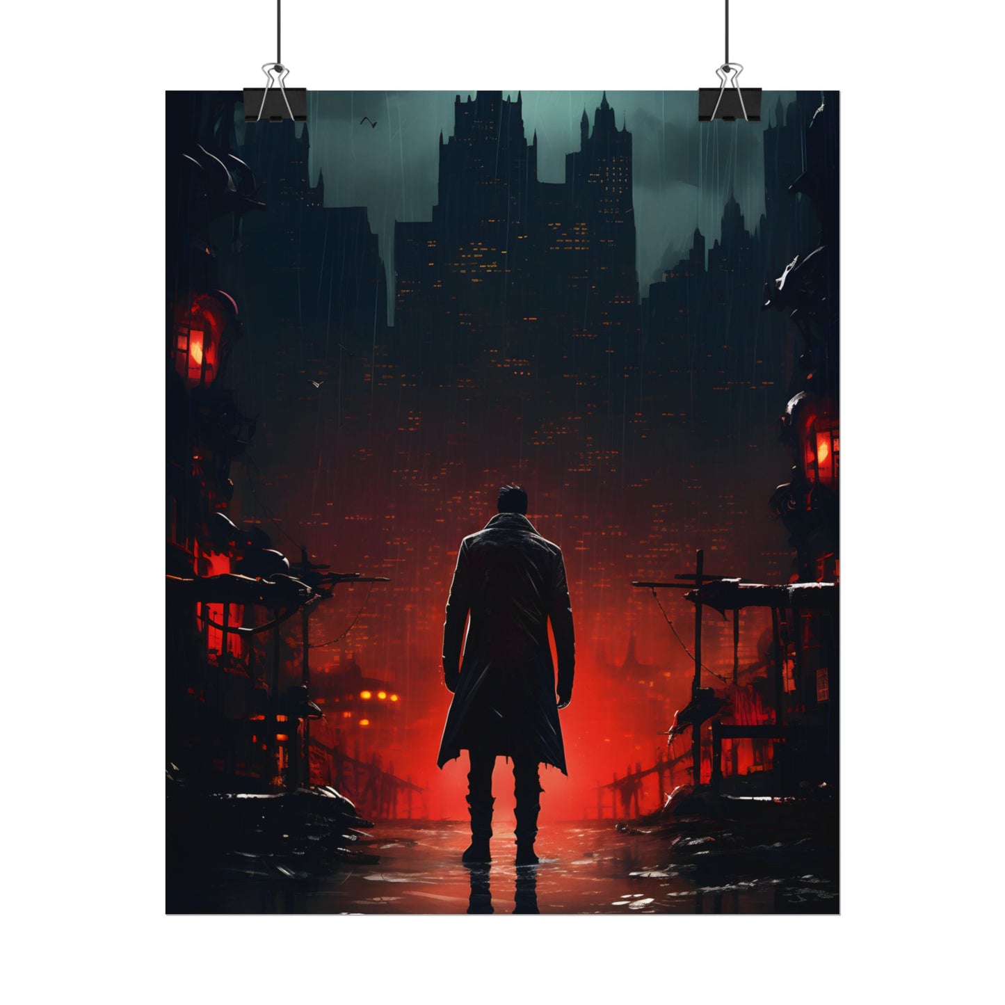 Urban Fantasy Detective: Cityscape at Dusk - Noir Artwork - Poster