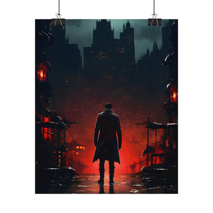 Urban Fantasy Detective: Cityscape at Dusk - Noir Artwork - Poster