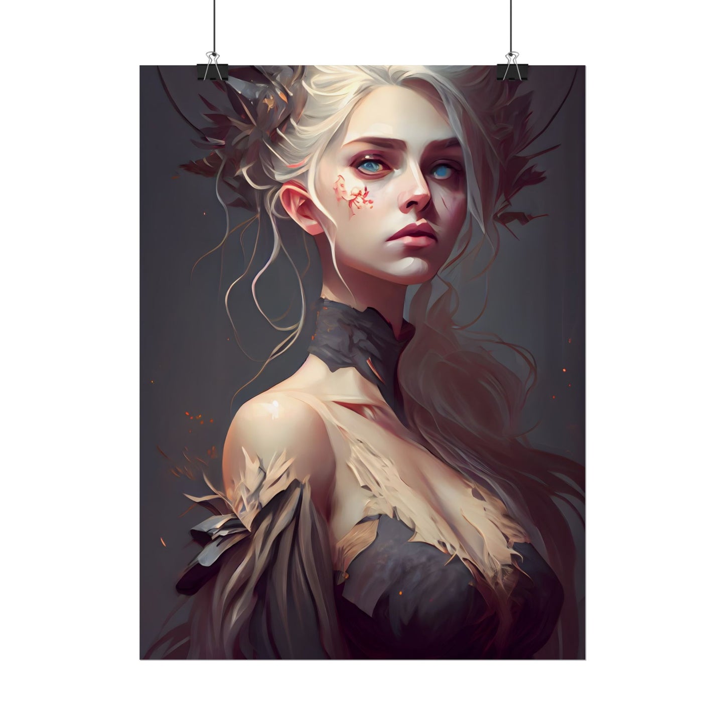 Elegant Blonde Portrait: Outdoor Woman in Dress - Poster