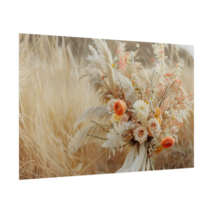 Whimsical Floral Oasis: Vibrant Pampas Artwork - Poster