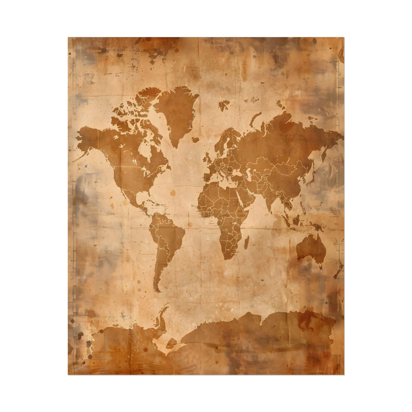 Vintage World Map: Artistic Cartography on Canvas - Poster