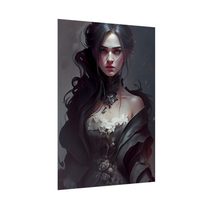 Black Haired Female Portrait: Elegant Outdoor Beauty - Poster