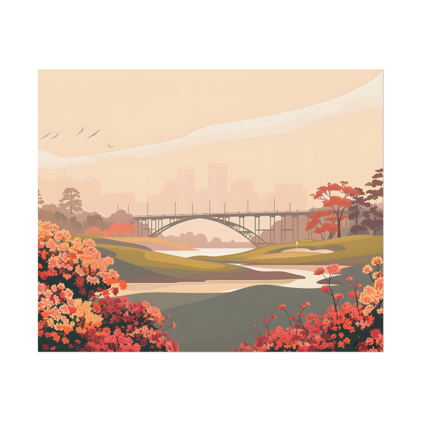 Retro Golf at Augusta: Vintage Illustration - Poster