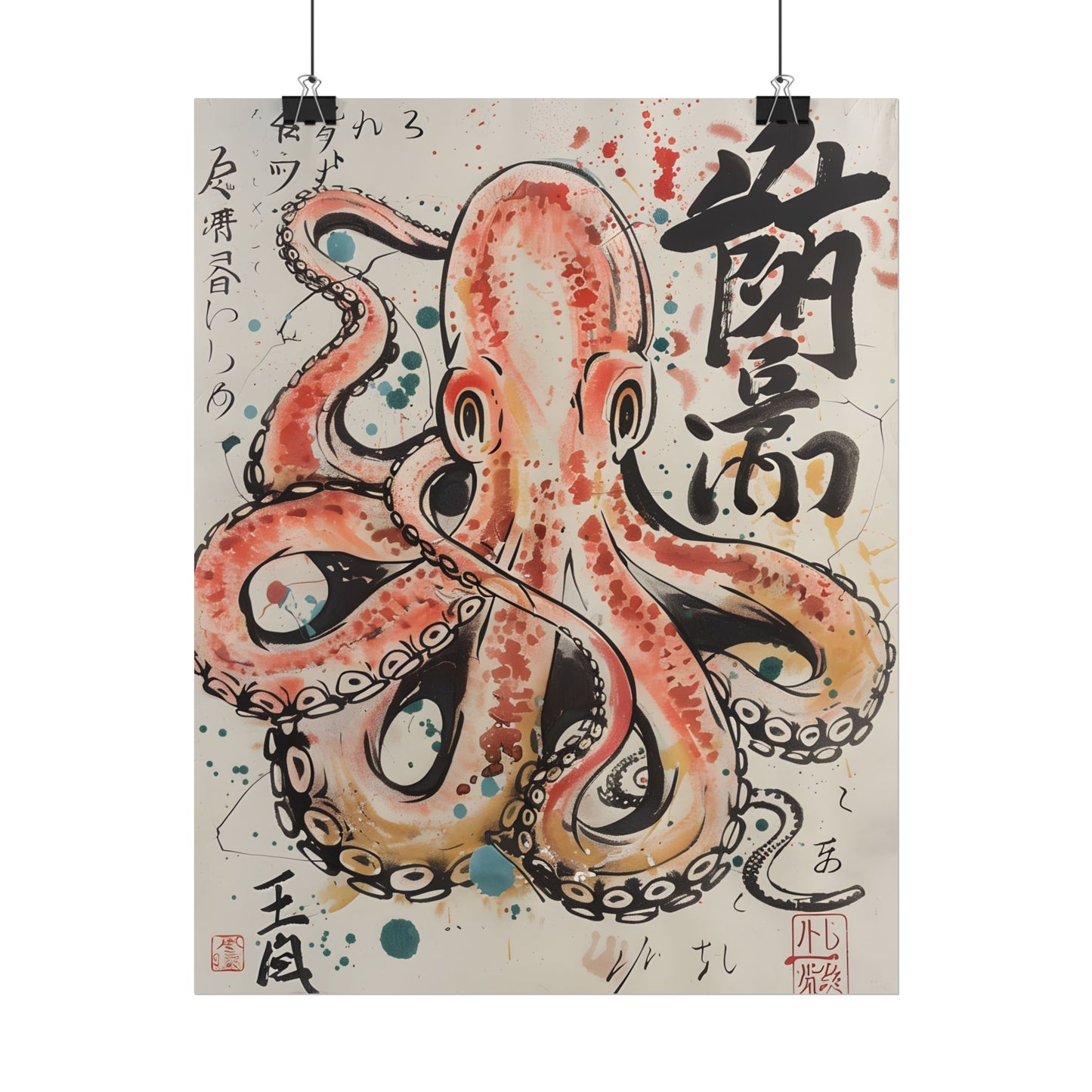 Traditional Japanese Octopus Artwork: Ukiyo-e Print - Poster