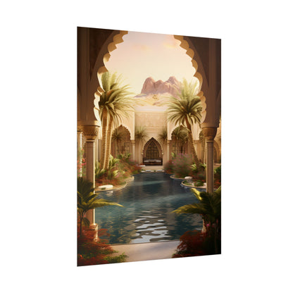 Serene Desert Oasis Art: Arabian Nights-Inspired Print - Poster