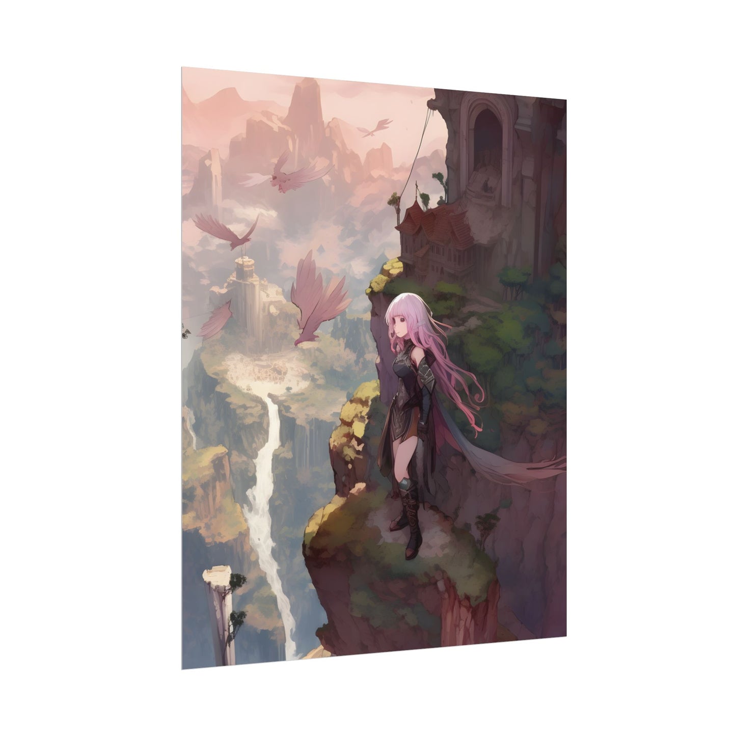 Dramatic Anime Bird: Colorful Birds Eye View - Poster